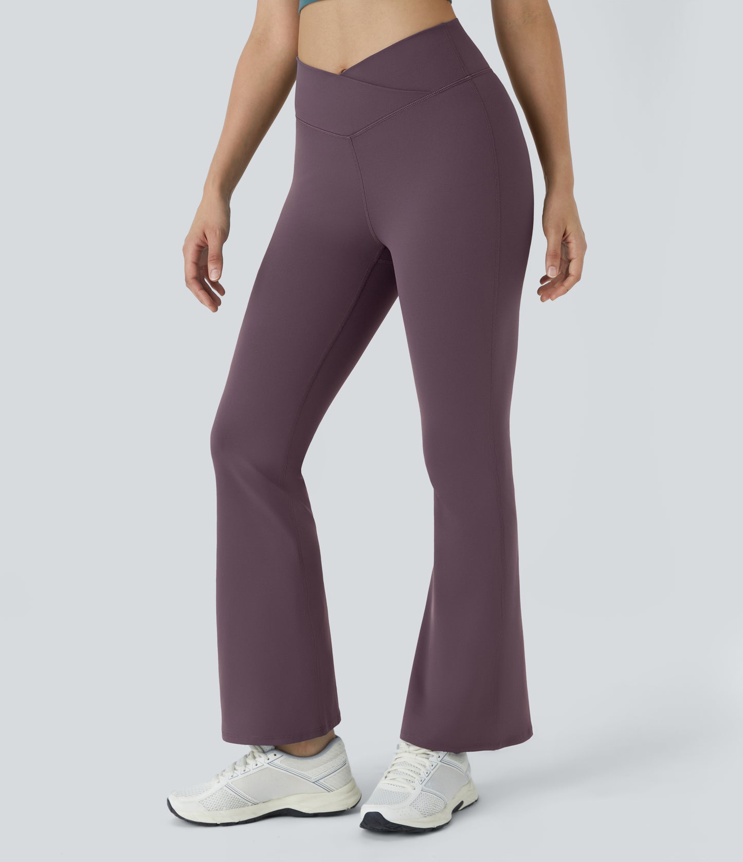Flattering High-Waisted Crossover Flare Yoga Leggings for Stylish Comfort & Movement