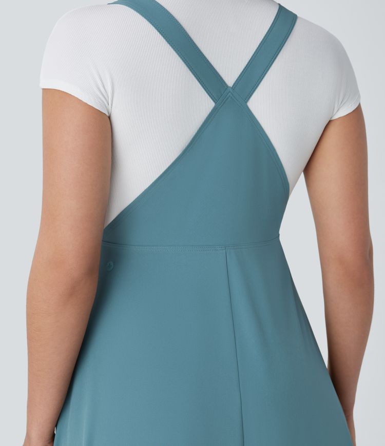 Breezeful™ Flowy Quick-Dry Midi Dress: Adjustable Straps, Multiple Pockets