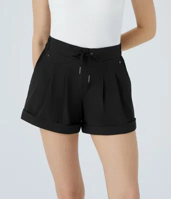 Mid Rise Drawstring Multiple Pockets Casual Shorts