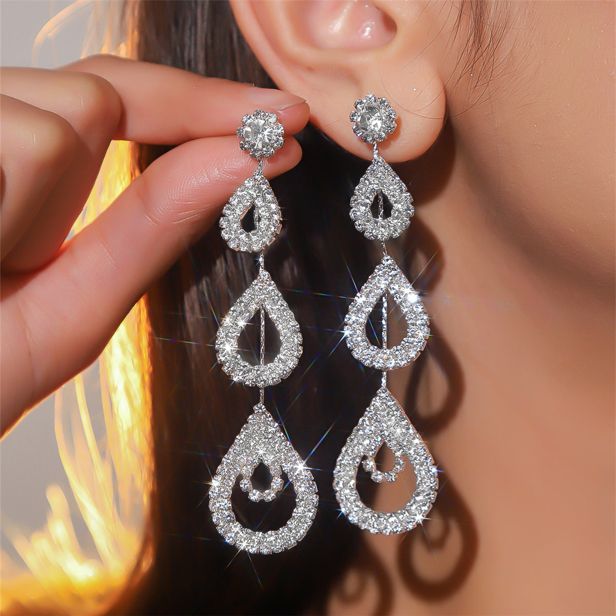 Rhinestone Long Earrings 03