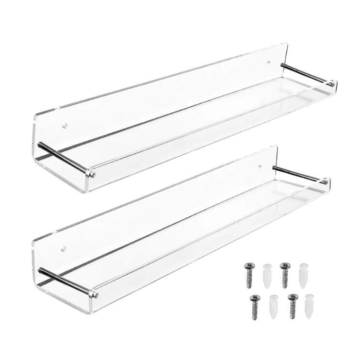 Modern acrylic wall shelf with crystal-clear display space and secure mounting brackets
