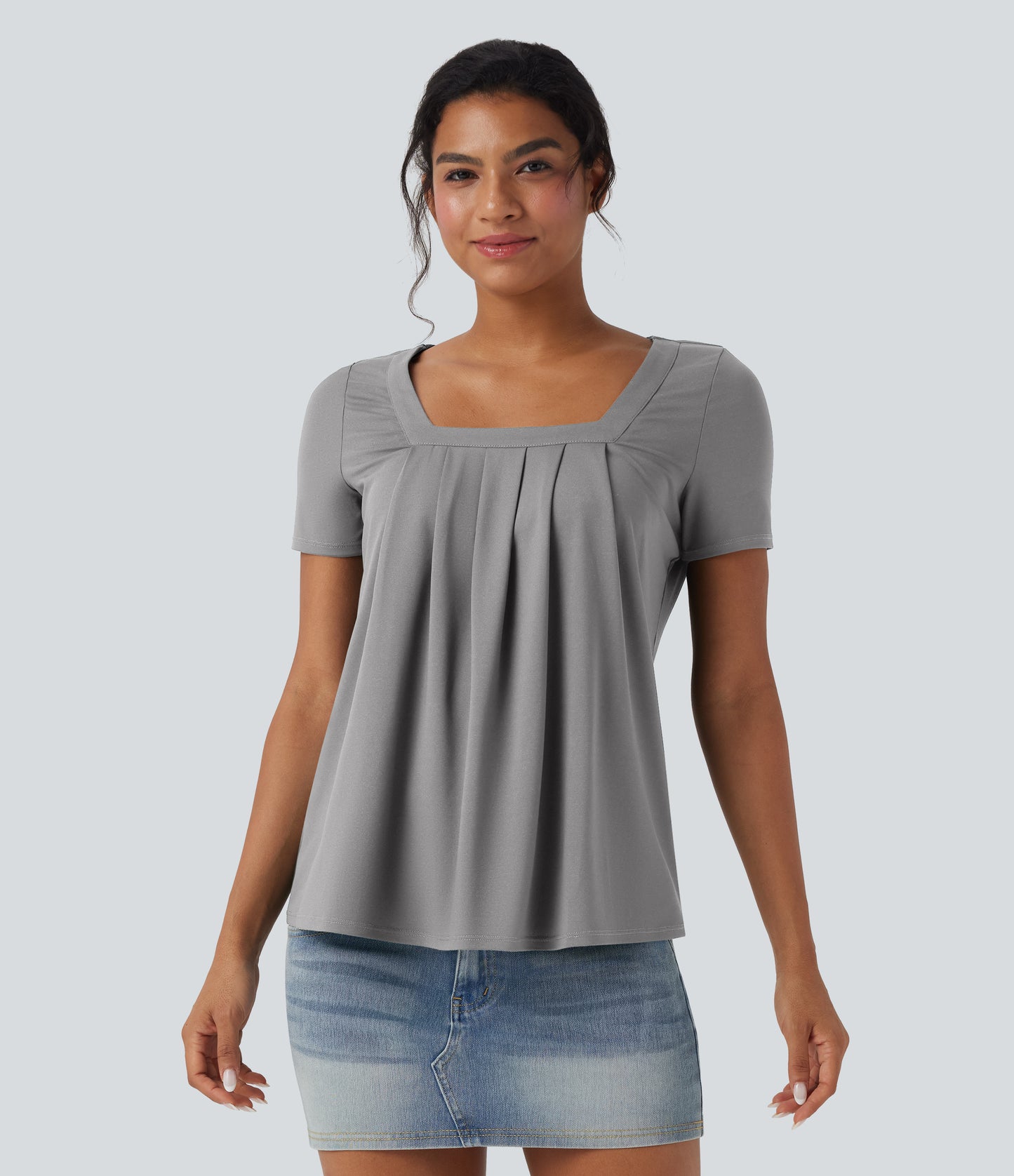 Halara Women's Square Neck Short Sleeve Casual Top - Versatile Everyday Style