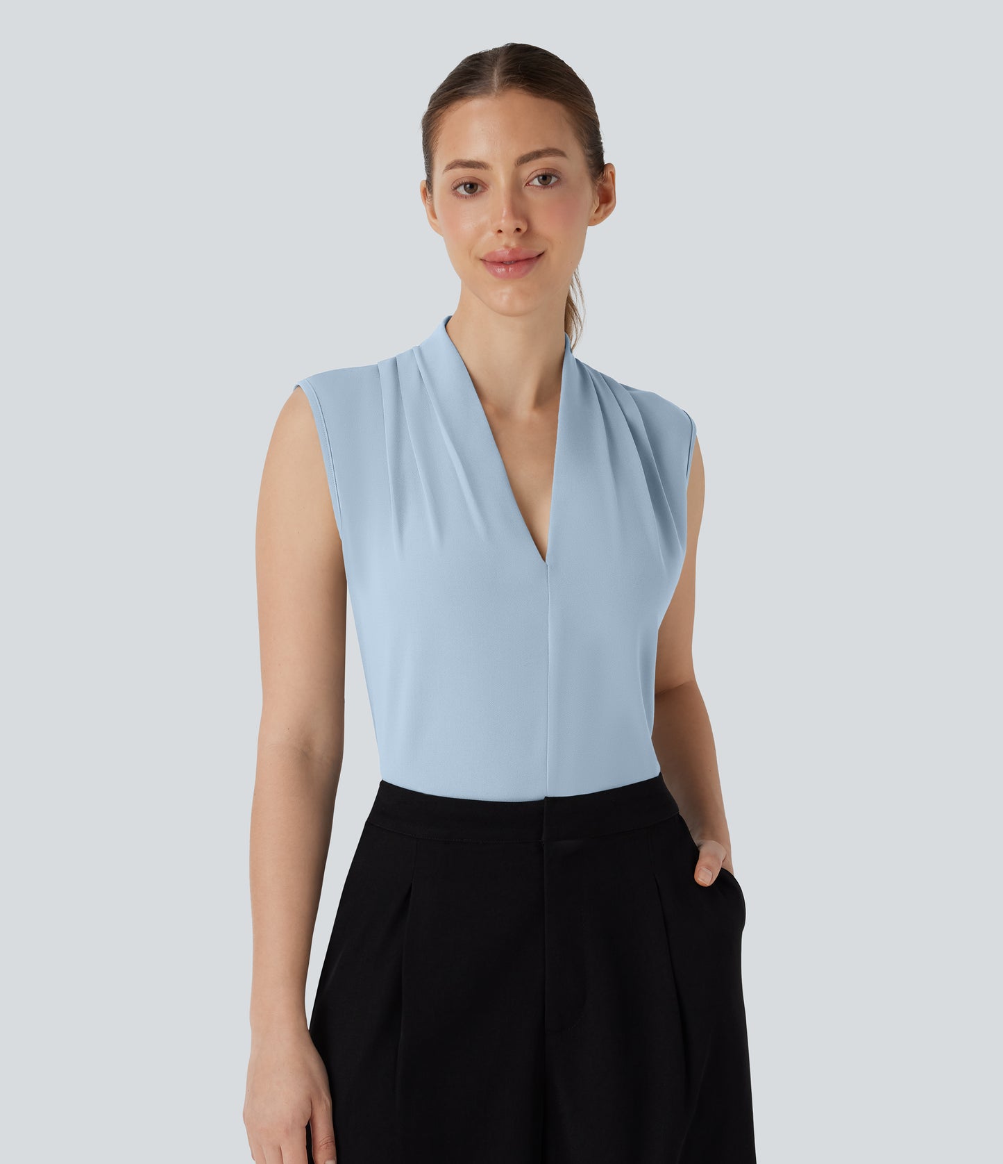 Halara Women's V-Neck Sleeveless Work Blouse - Soft, Cool-Touch, Versatile Top