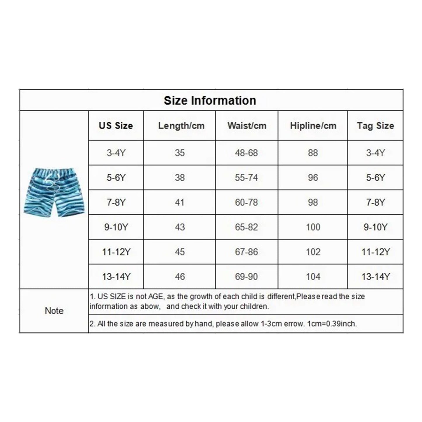 Kids Swim Short Pants Printed with 3 Pocket Drawstring Quick Dry Printed Elastic Beach Swim Shorts Sky Blue 5‑6 Years Old