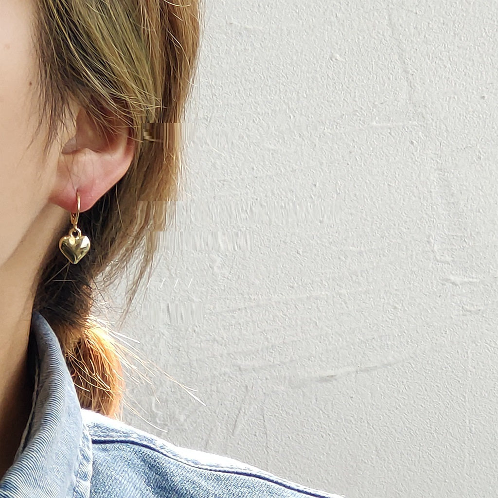 Women's Heart Plated 14K Real Gold Earrings