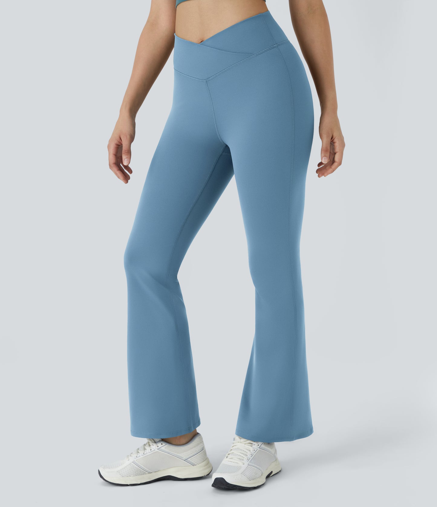 Flattering High-Waisted Crossover Flare Yoga Leggings for Stylish Comfort & Movement