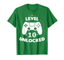 Funny Level 10 Unlocked Gamer Shirt Tenth Birthday Party Gift Boy
