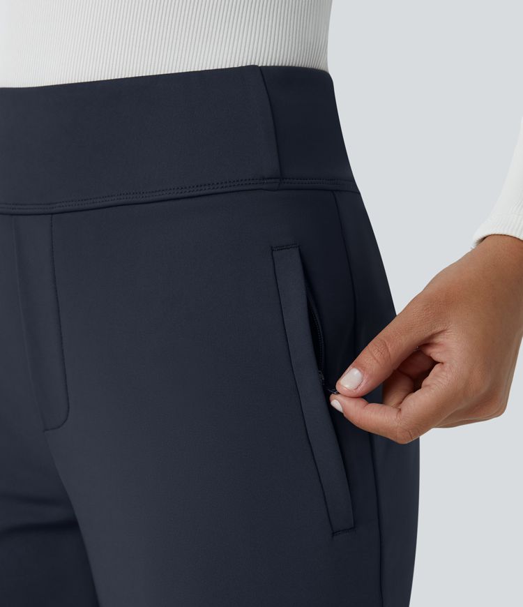 Halara Flex High Waisted Side Zipper Pocket Work Flare Pants