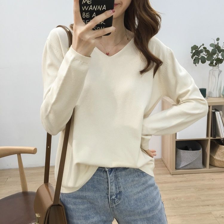Solid Color Inner Wear Bottoming Shirt Sweater For Women