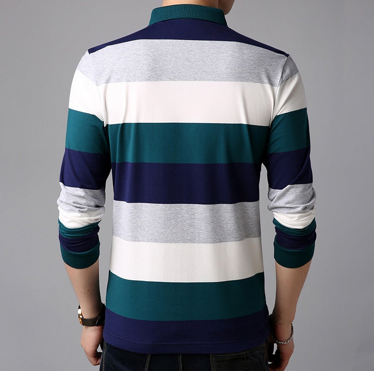 Casual men's slim stripe T-shirt