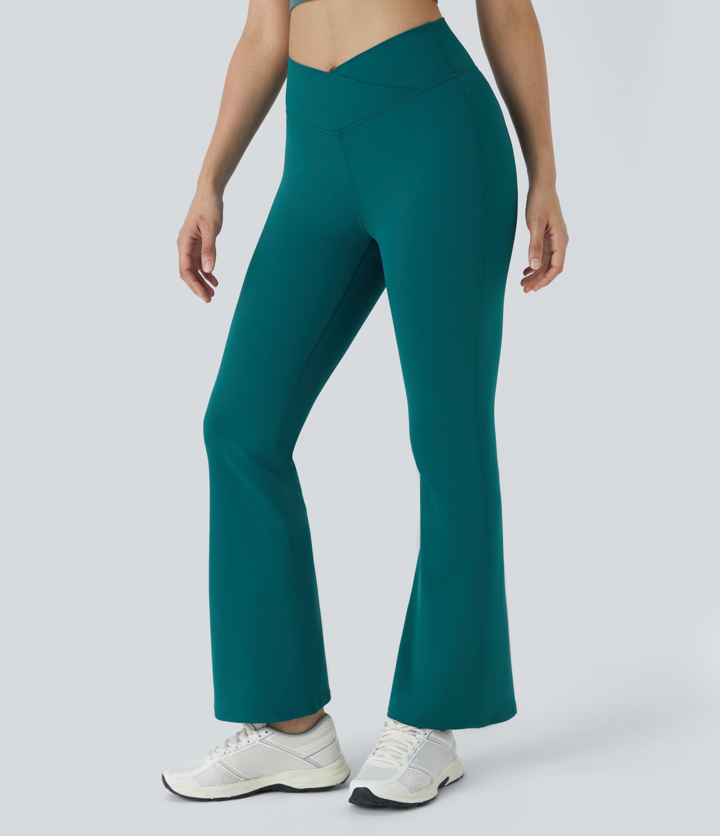 Flattering High-Waisted Crossover Flare Yoga Leggings for Stylish Comfort & Movement