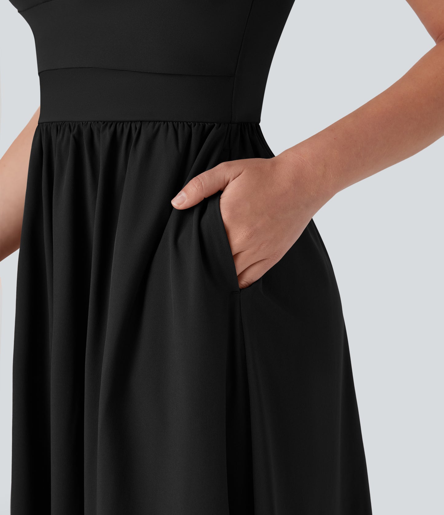 Breezeful Quick-Dry Maxi Dress: Push Up, Backless, Pockets, D-F Cups