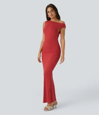 Adjustable Strap U Back Backless Twisted Flare Flowy Maxi Slip Resort Dres
