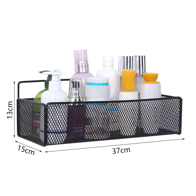 Black Wall-mounted Bathroom Shelf Shower Shampoo Rack Toilet 03