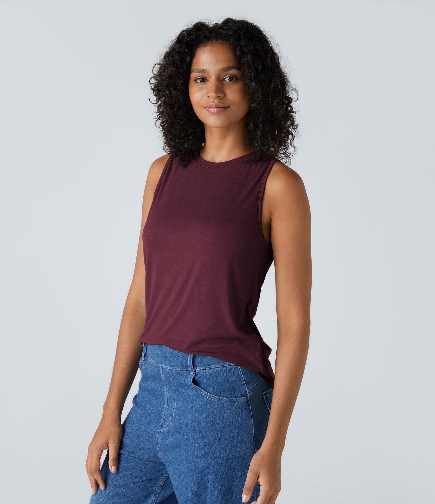 Women's Essential Ribbed Round Neck Casual Tank Top - Soft, Stretchy, Versatile