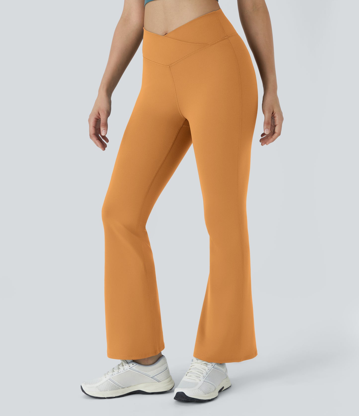 Flattering High-Waisted Crossover Flare Yoga Leggings for Stylish Comfort & Movement