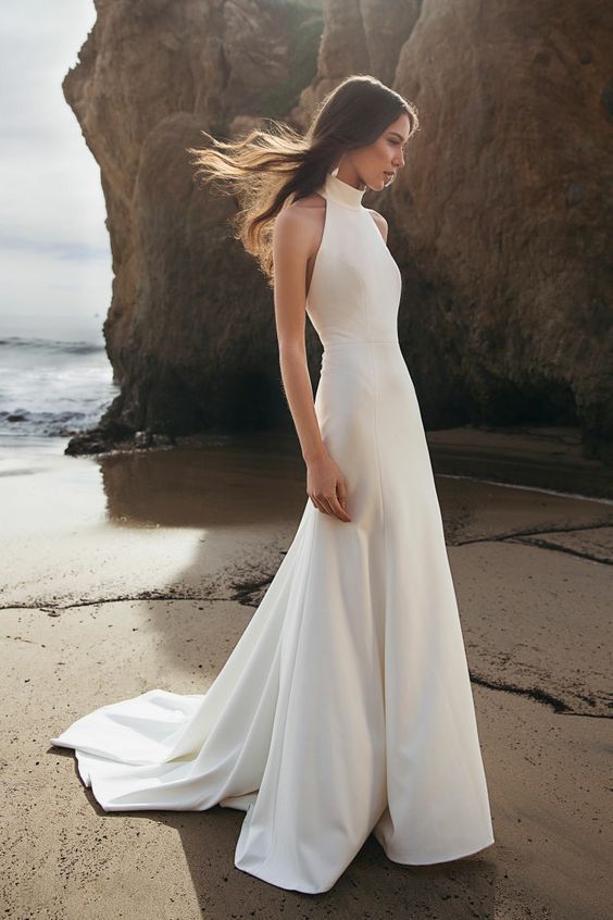 Round Neck Halter Gown Slim Halter Dress