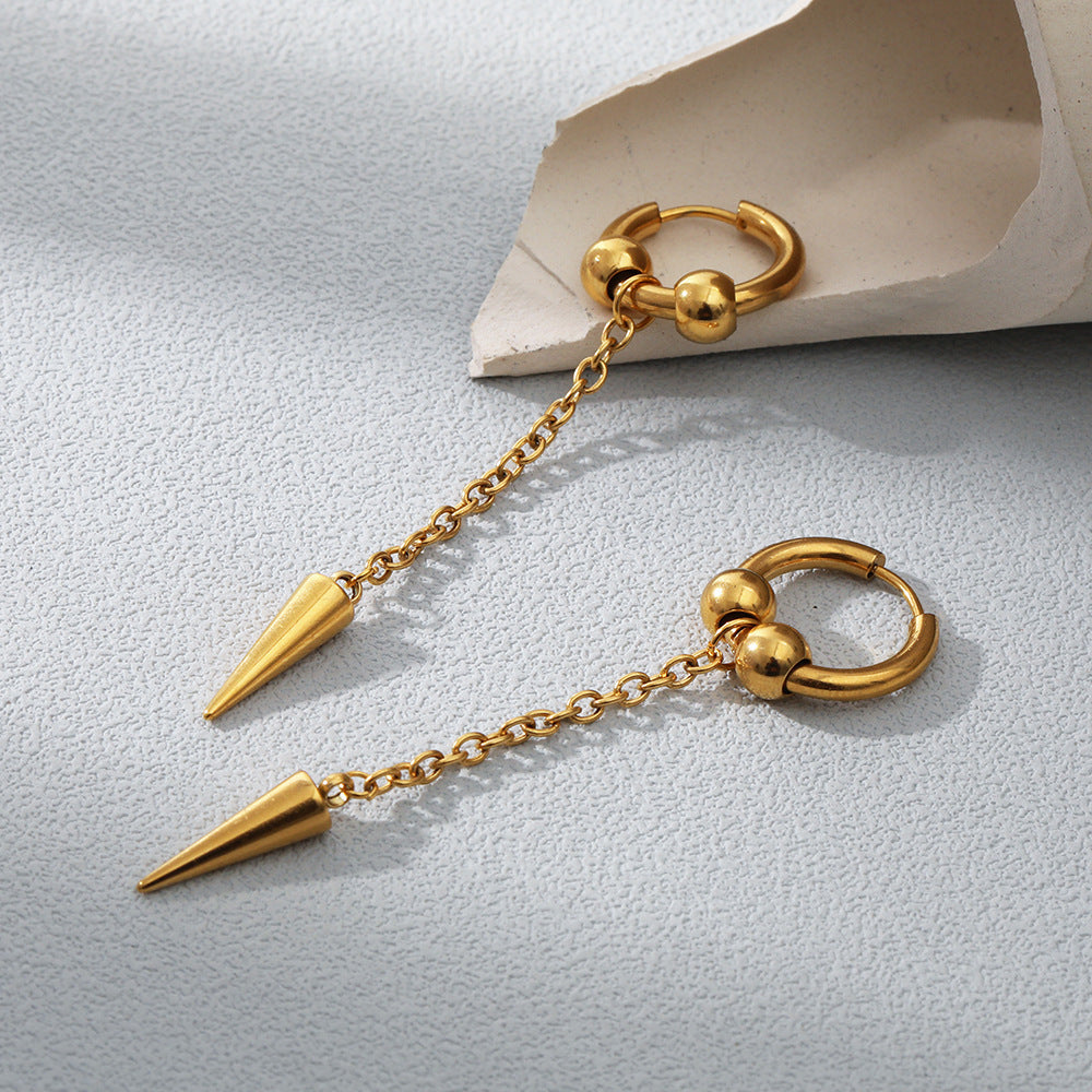 All-match Stainless Steel 18K Furnace Real Gold Plated Long Earrings For Women