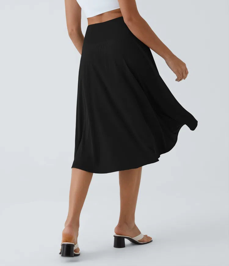 Breezeful High-Waisted Asymmetric Ruffle Flowy 2-in-1 Quick-Dry Dance Skirt