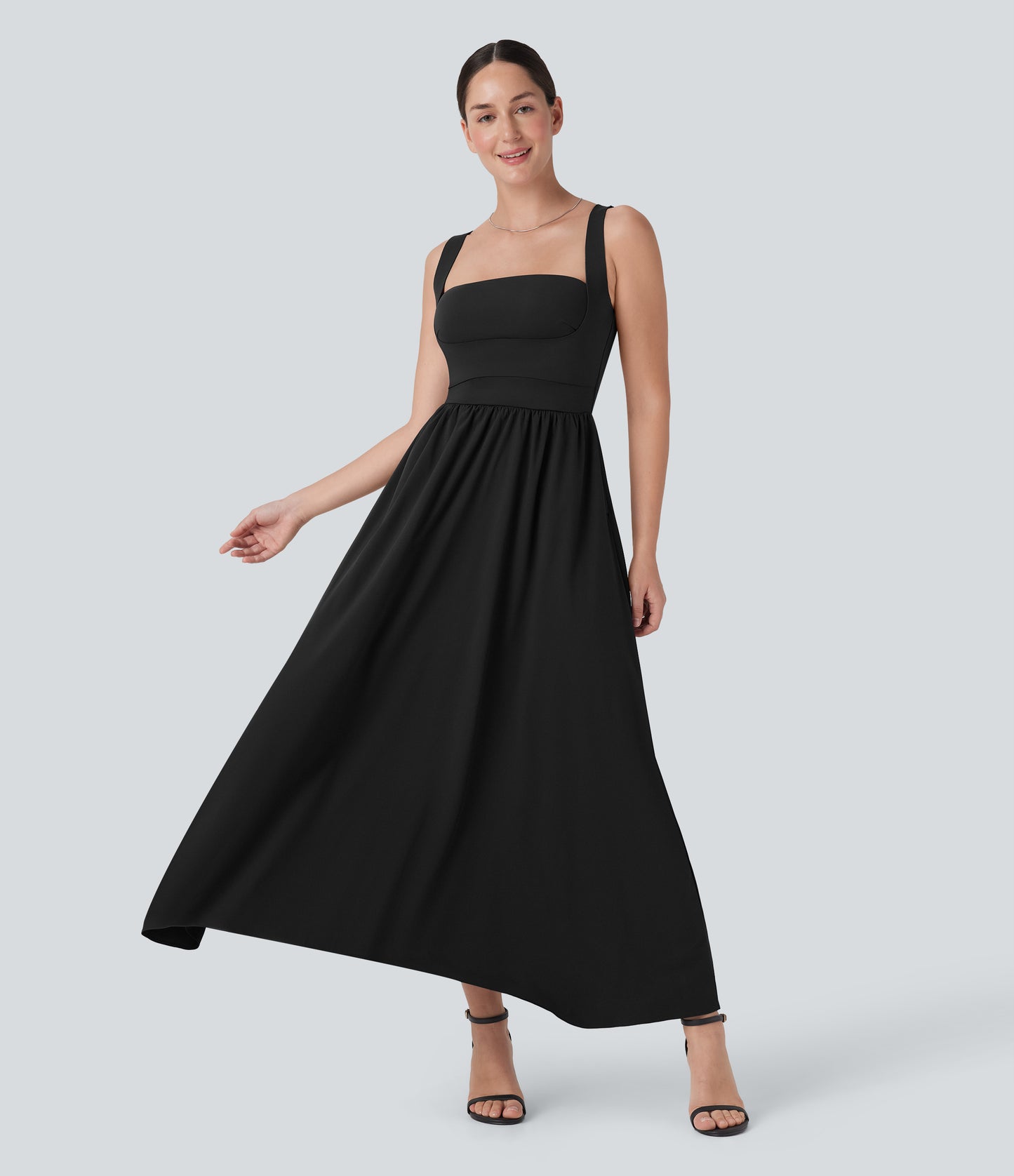 Breezeful Quick-Dry Maxi Dress: Push Up, Backless, Pockets, D-F Cups