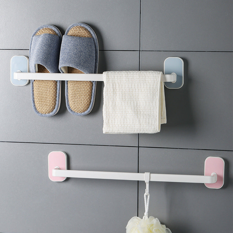 Quick-install bathroom slipper rack showing sturdy adhesive mount and draining system