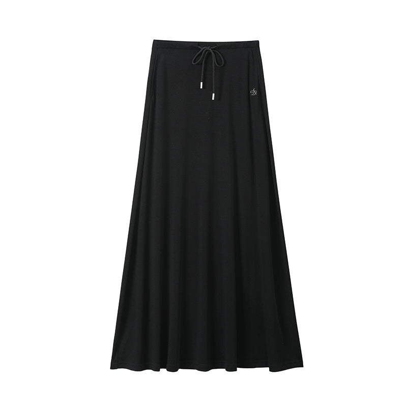 A- Line Long Umbrella Skirt Women's Drawstring Leisure Skirt