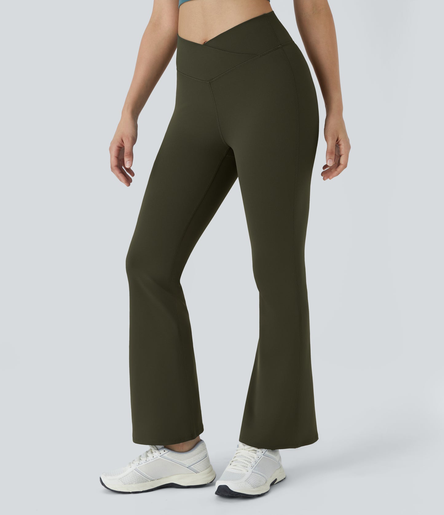 Flattering High-Waisted Crossover Flare Yoga Leggings for Stylish Comfort & Movement