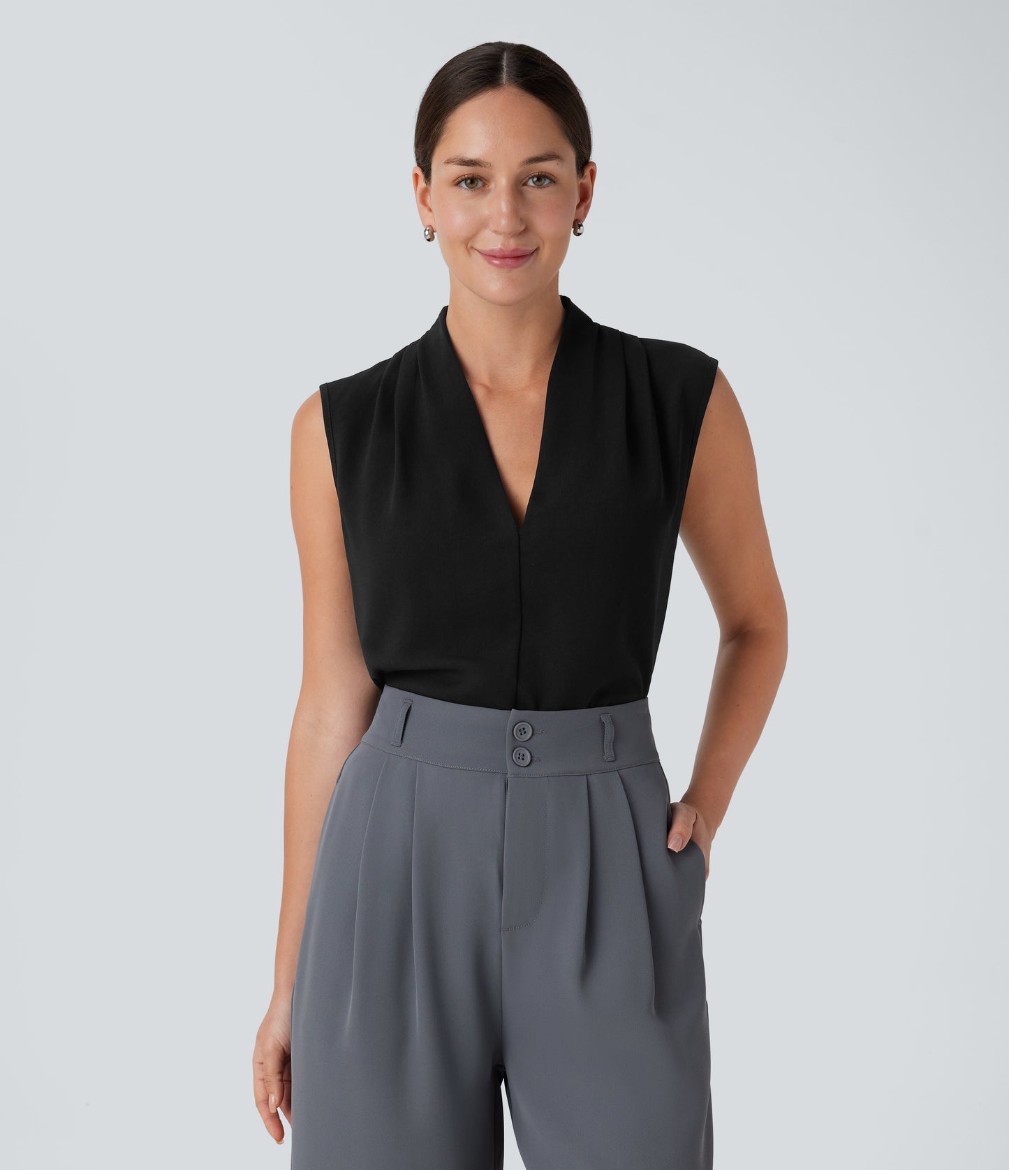 Halara Women's V-Neck Sleeveless Work Blouse - Soft, Cool-Touch, Versatile Top