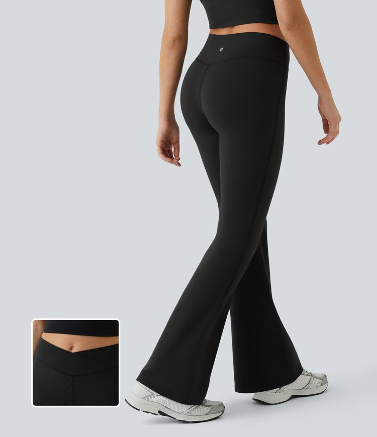 Flattering High-Waisted Crossover Flare Yoga Leggings for Stylish Comfort & Movement