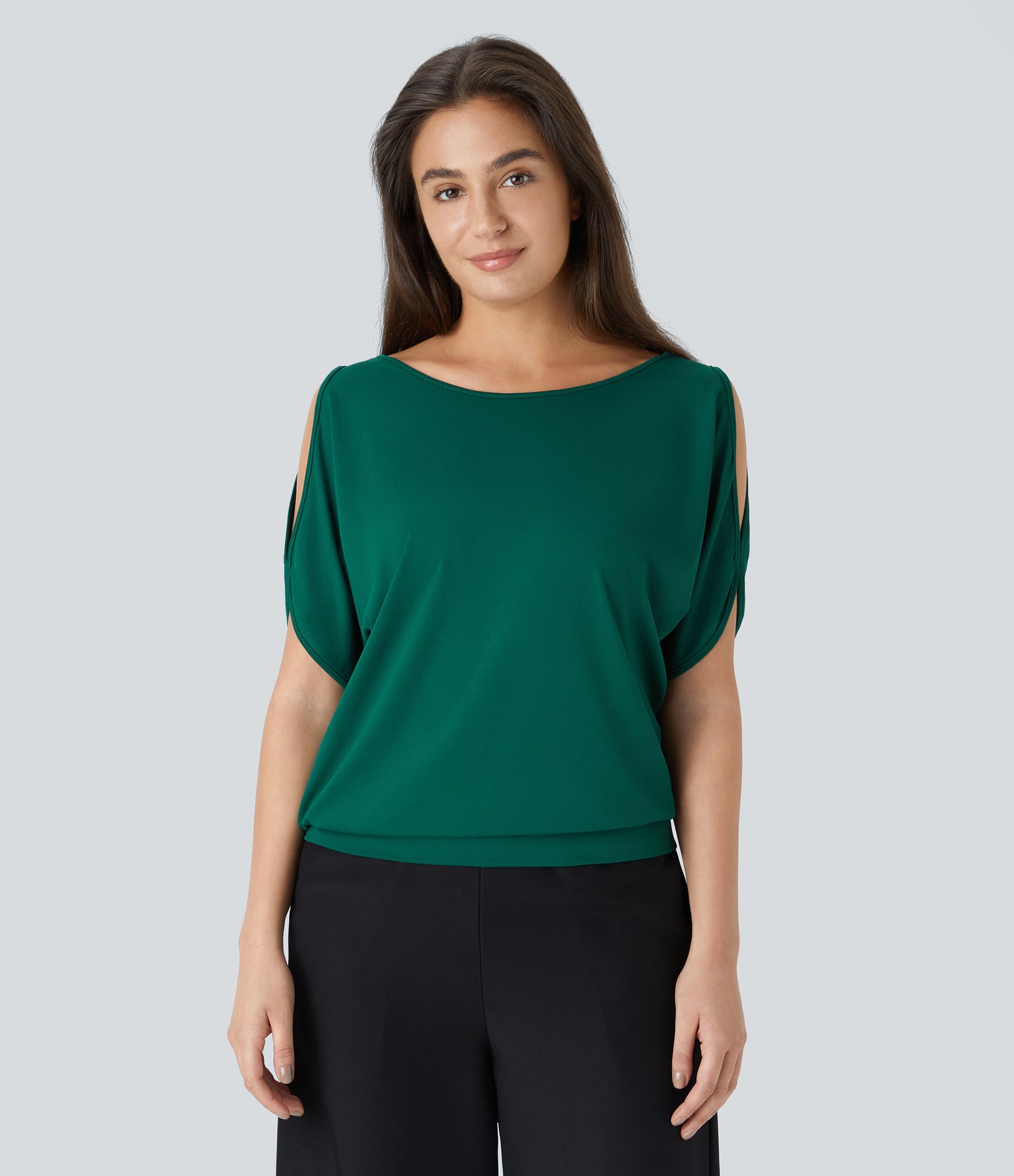 Halara Women's Boat Neck Cut Out T-Shirt: Stylish Short Sleeve Casual Top