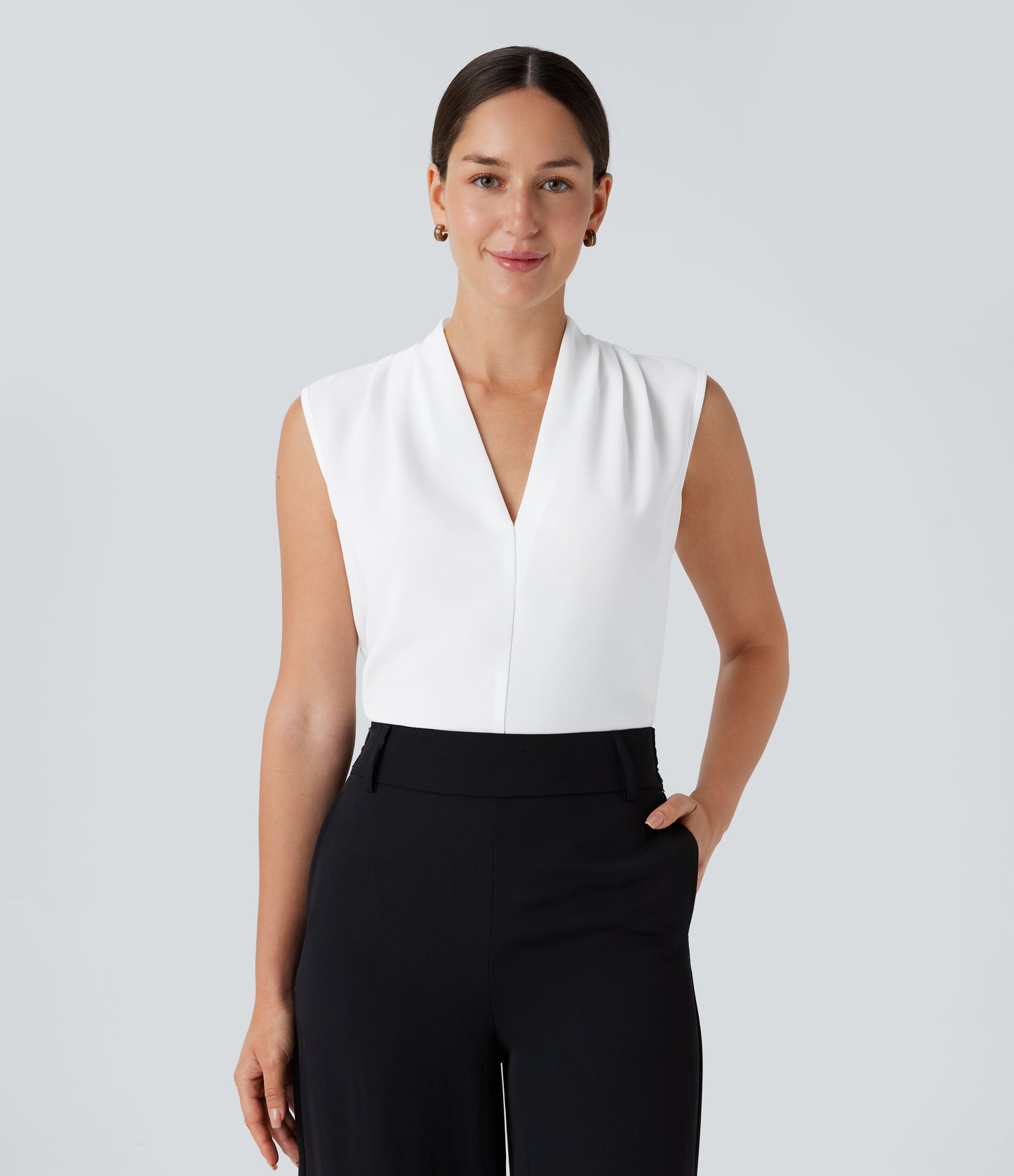 Halara Women's V-Neck Sleeveless Work Blouse - Soft, Cool-Touch, Versatile Top