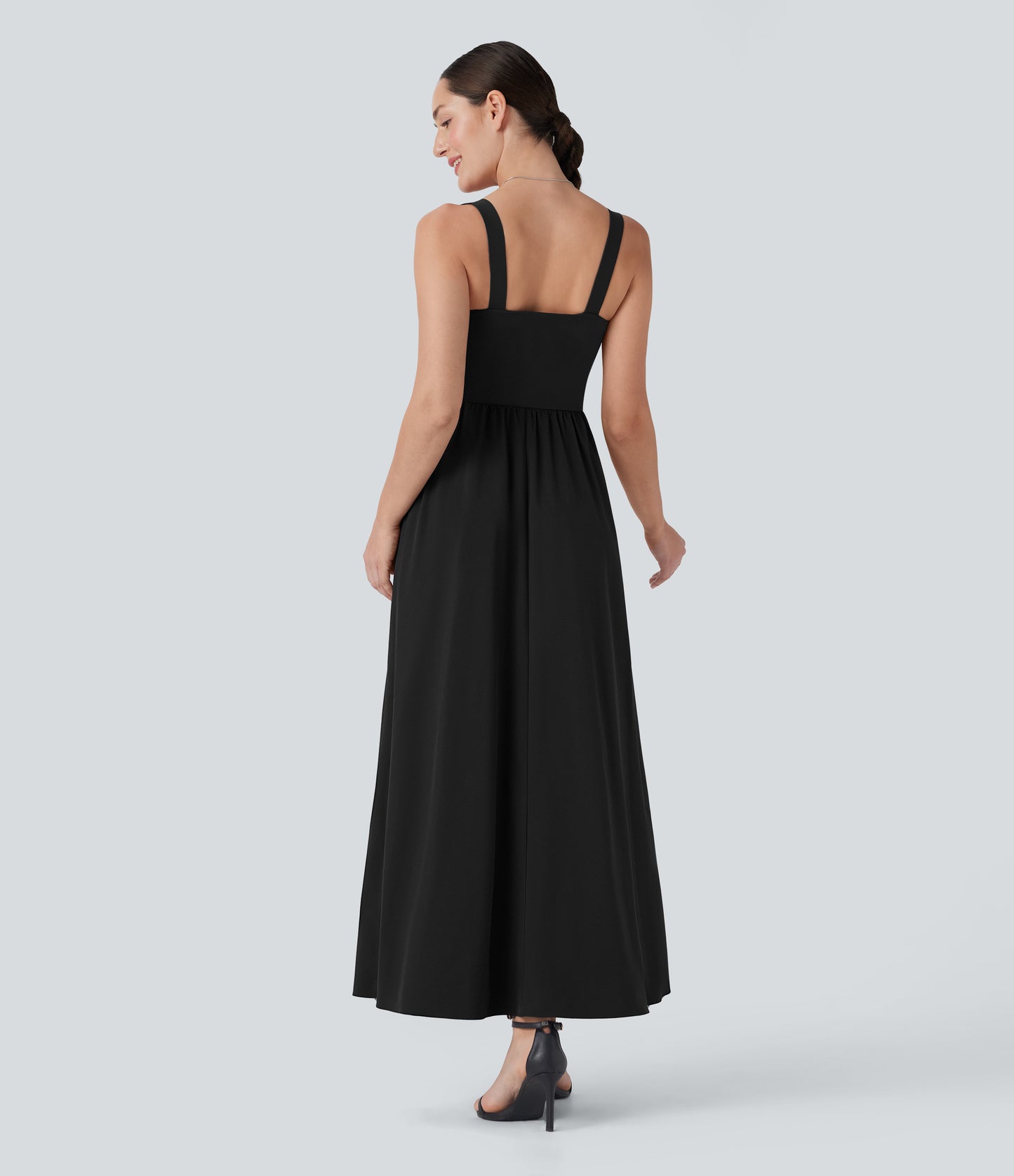 Breezeful Quick-Dry Maxi Dress: Push Up, Backless, Pockets, D-F Cups