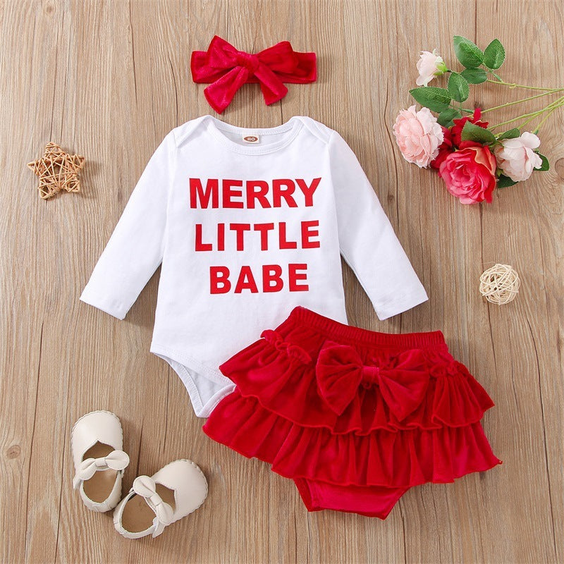 Infant Baby Girl Infant Letter Long-sleeve Suit