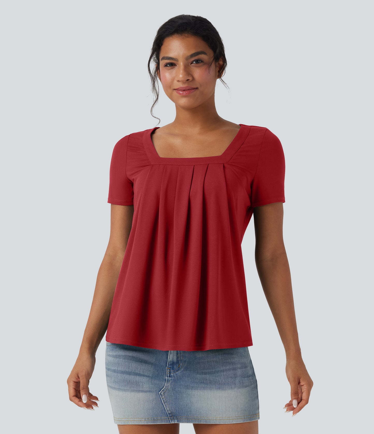 Halara Women's Square Neck Short Sleeve Casual Top - Versatile Everyday Style