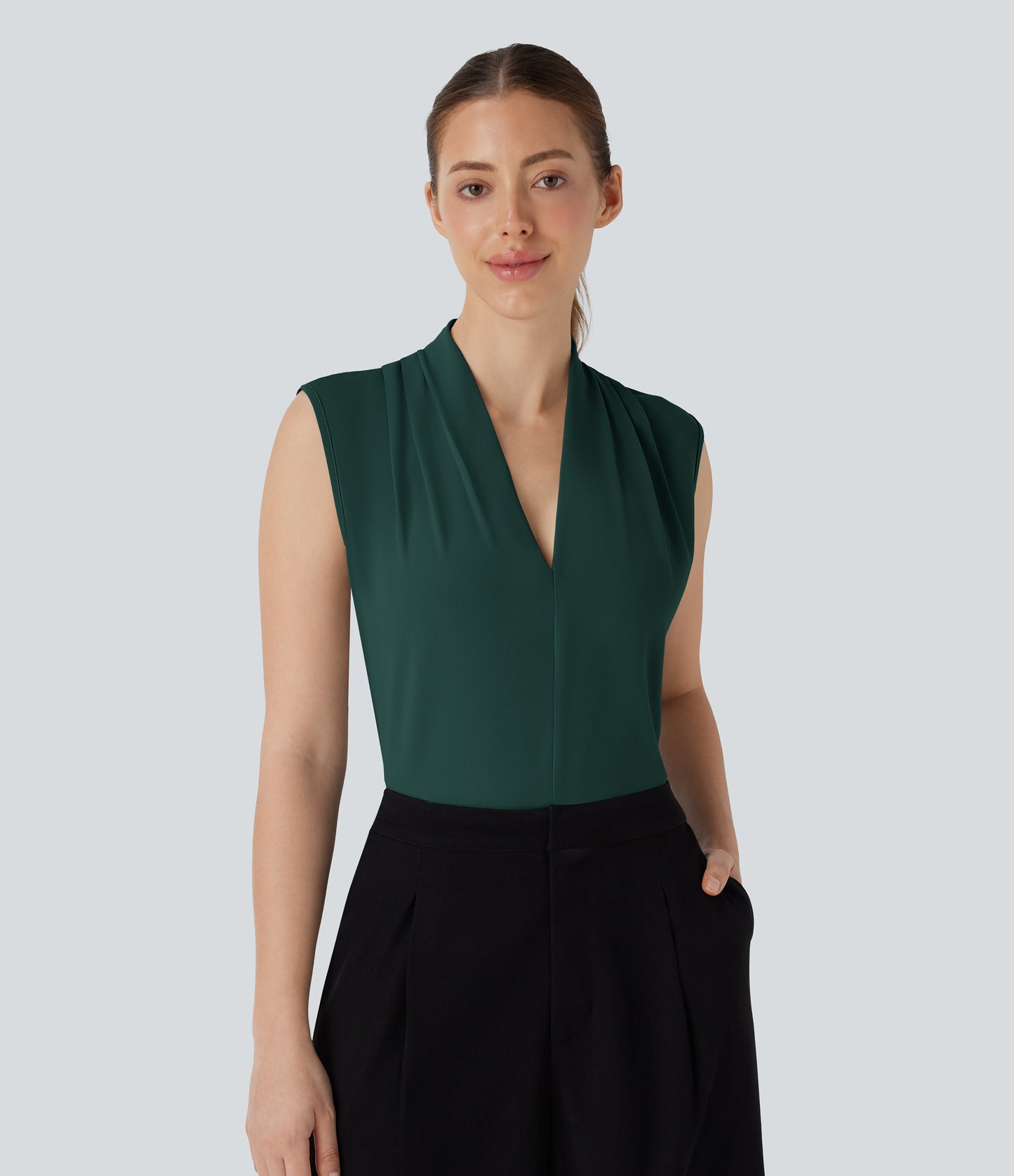 Halara Women's V-Neck Sleeveless Work Blouse - Soft, Cool-Touch, Versatile Top