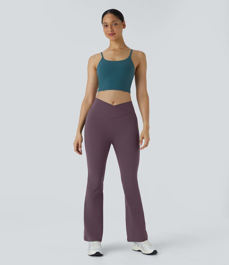 Flattering High-Waisted Crossover Flare Yoga Leggings for Stylish Comfort & Movement