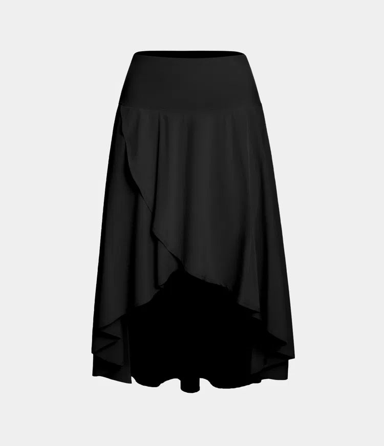 Breezeful High-Waisted Asymmetric Ruffle Flowy 2-in-1 Quick-Dry Dance Skirt