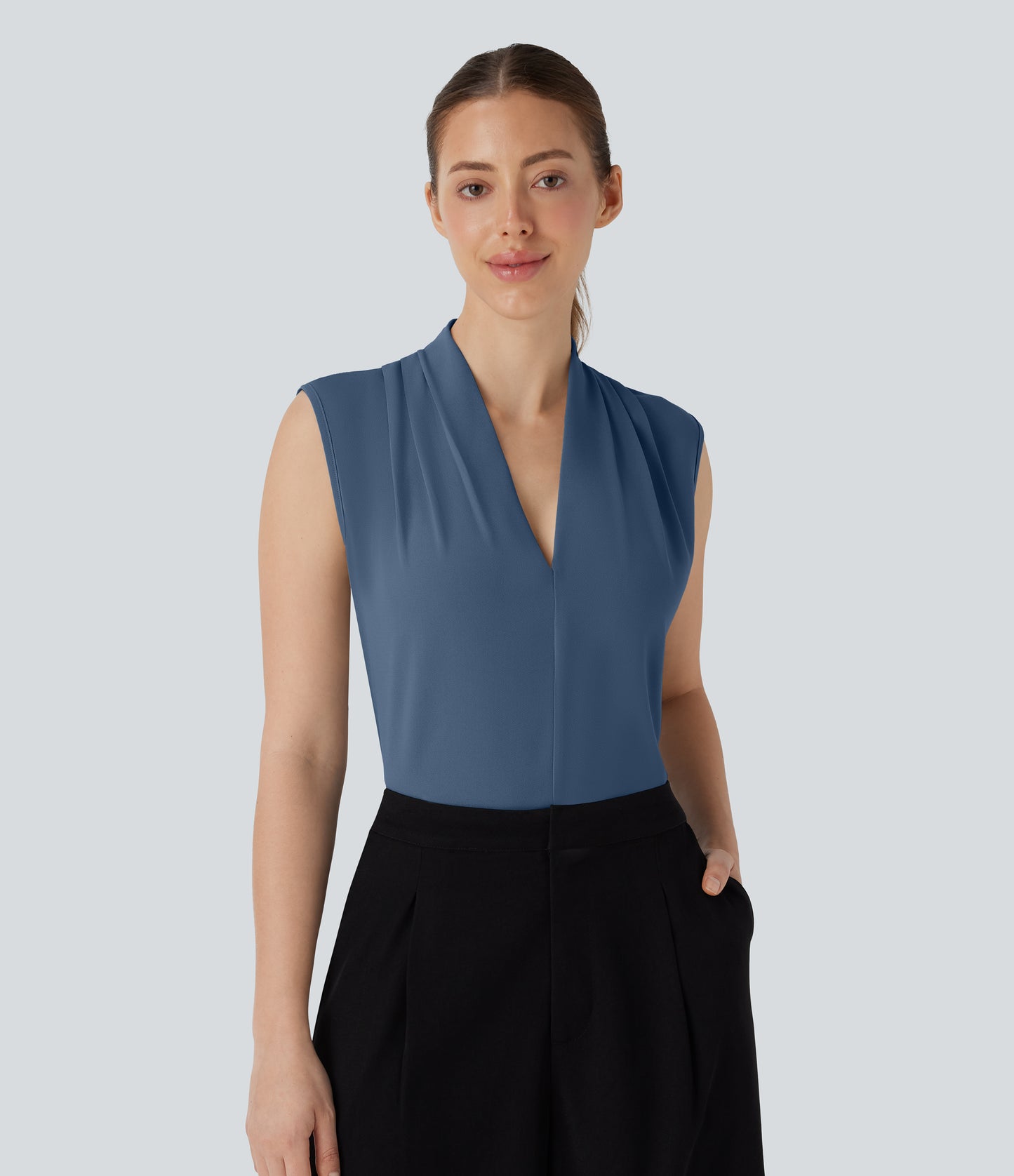 Halara Women's V-Neck Sleeveless Work Blouse - Soft, Cool-Touch, Versatile Top