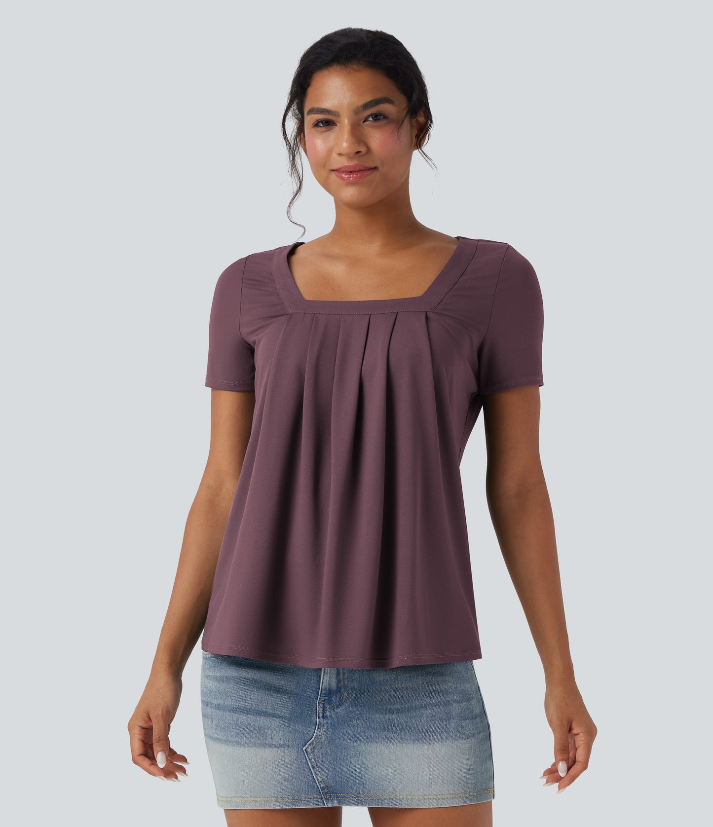 Halara Women's Square Neck Short Sleeve Casual Top - Versatile Everyday Style