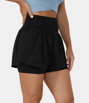 High Waisted Side Pocket 2-in-1 Casual Shorts 3''