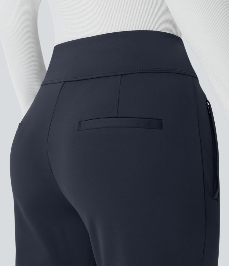 Halara Flex High Waisted Side Zipper Pocket Work Flare Pants