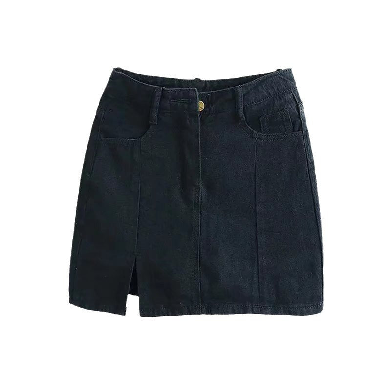 Black Denim Skirt For Women Spring