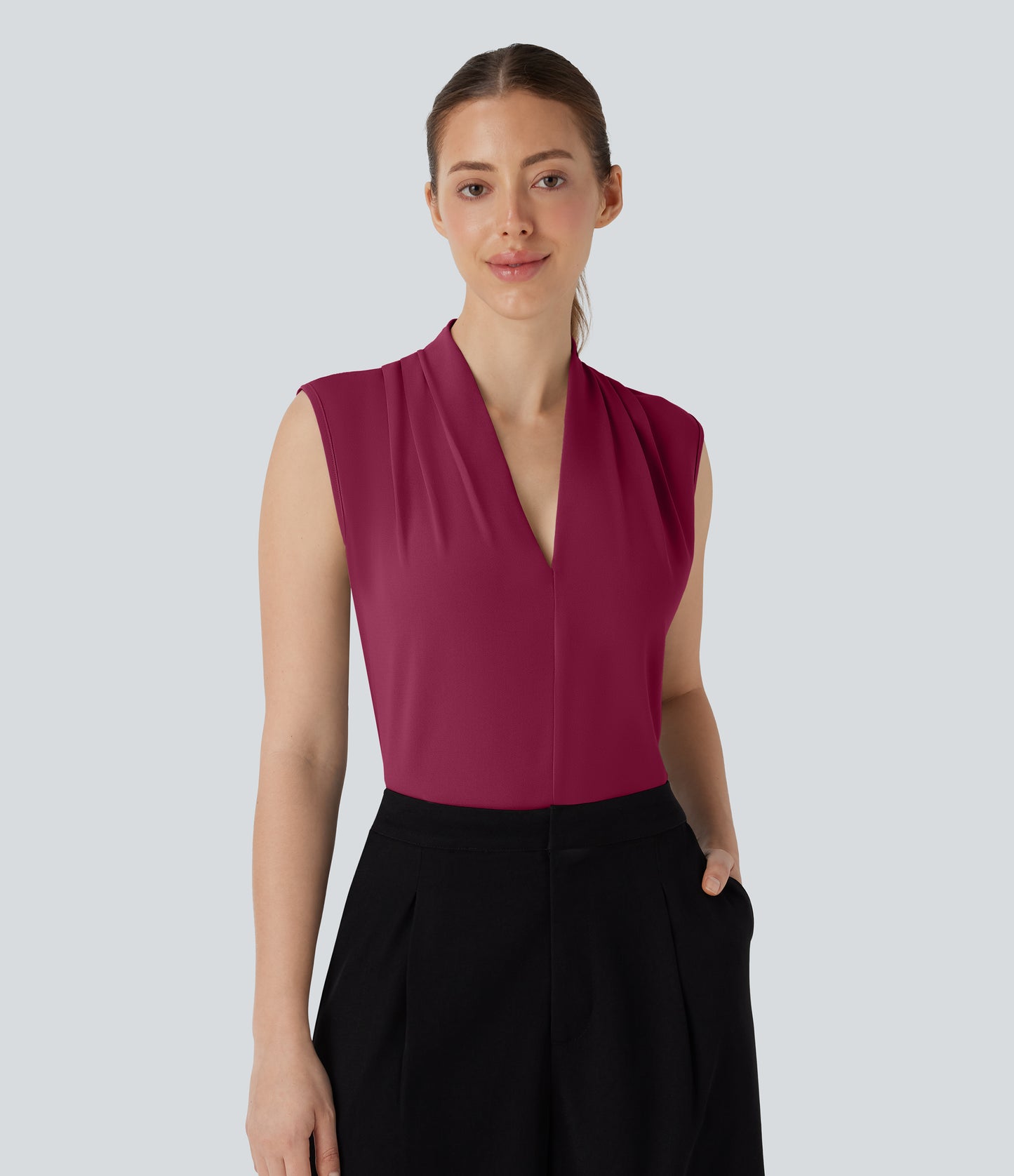Halara Women's V-Neck Sleeveless Work Blouse - Soft, Cool-Touch, Versatile Top