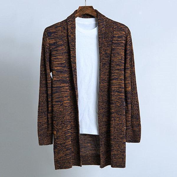 Knit Cardigan Men's Warm Casual Long Jacket
