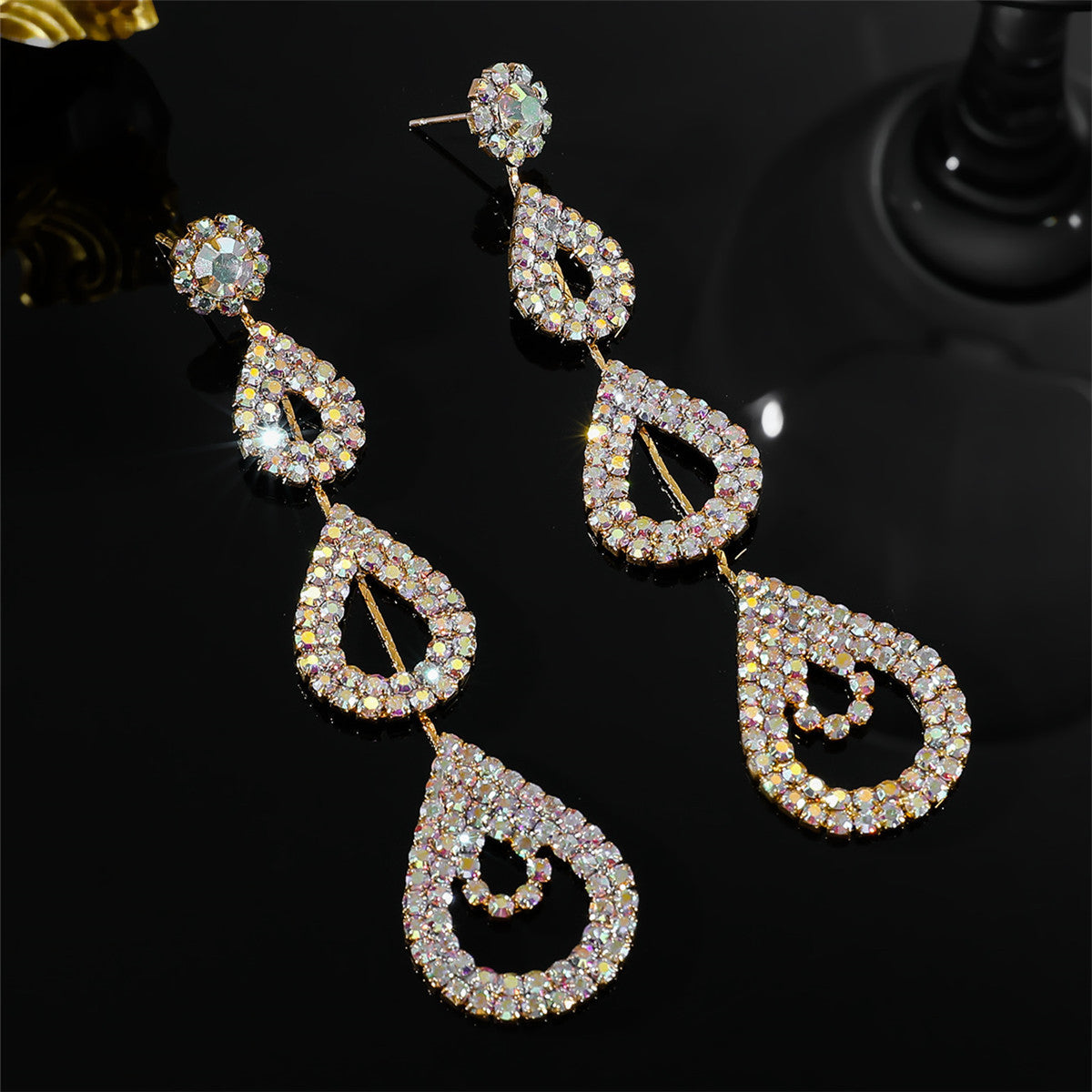 Rhinestone Long Earrings 06