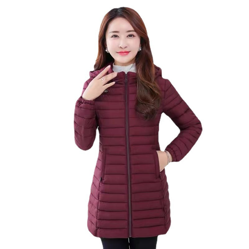 Autumn And Winter Lightweight Cotton Coat Women's Mid-length