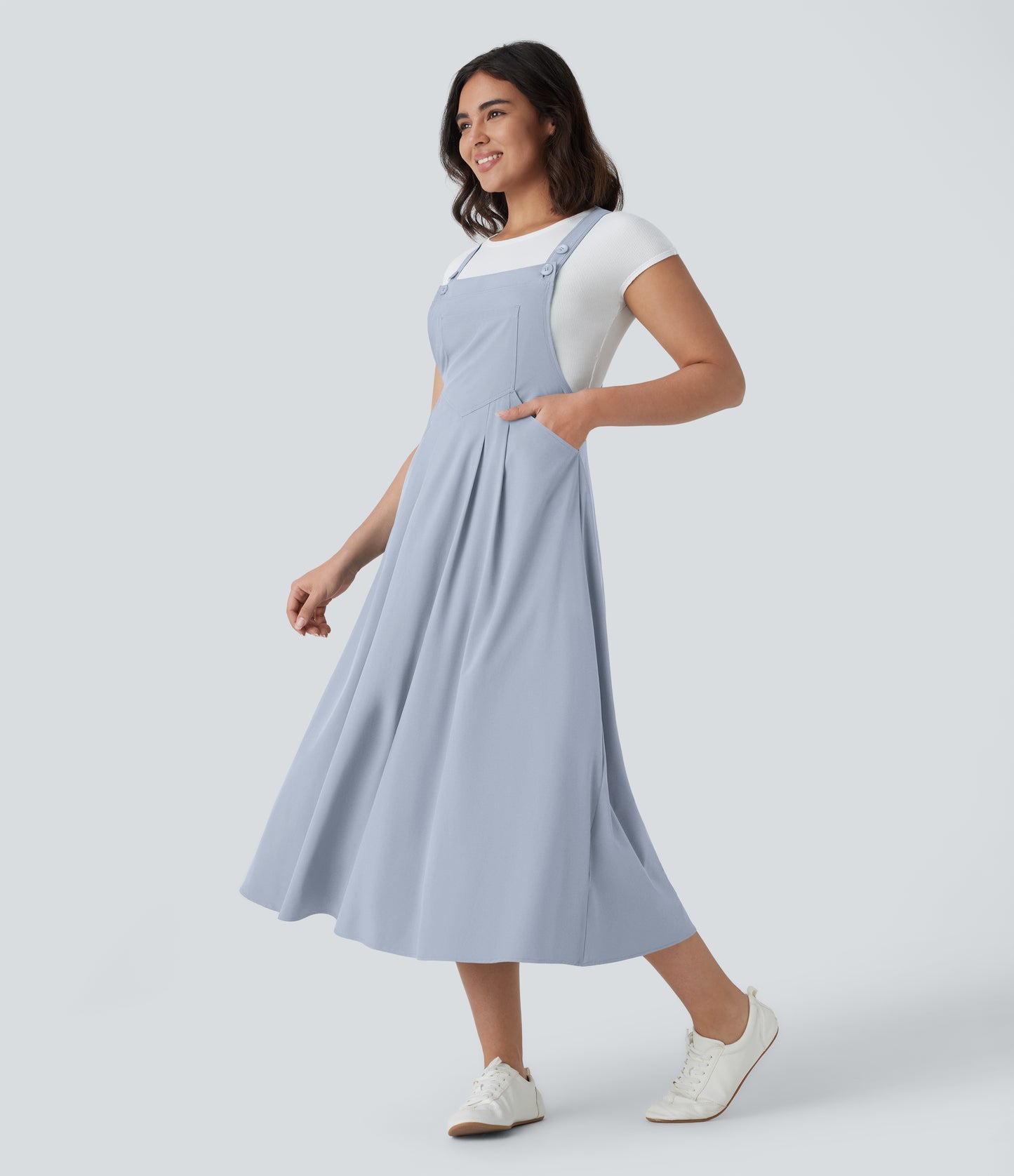 Breezeful™ Flowy Quick-Dry Midi Dress: Adjustable Straps, Multiple Pockets
