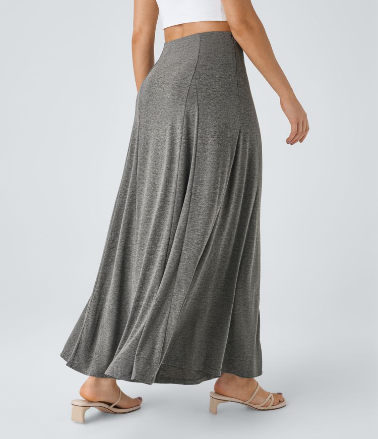 Breezeful Backless Side Pocket Flowy Flare Maxi Quick Dry Casual Slip Dress