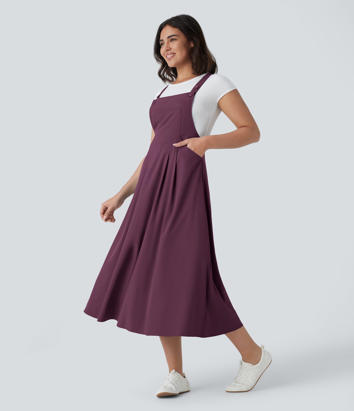 Breezeful™ Flowy Quick-Dry Midi Dress: Adjustable Straps, Multiple Pockets