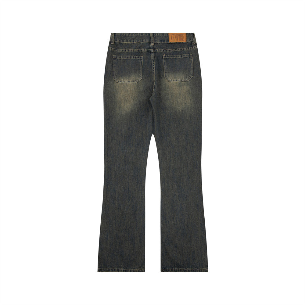 Retro Alphabet Embroidered Jeans For Men